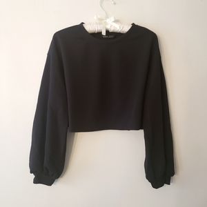🌷Shein Black Crop Top with Balloon Sleeves
